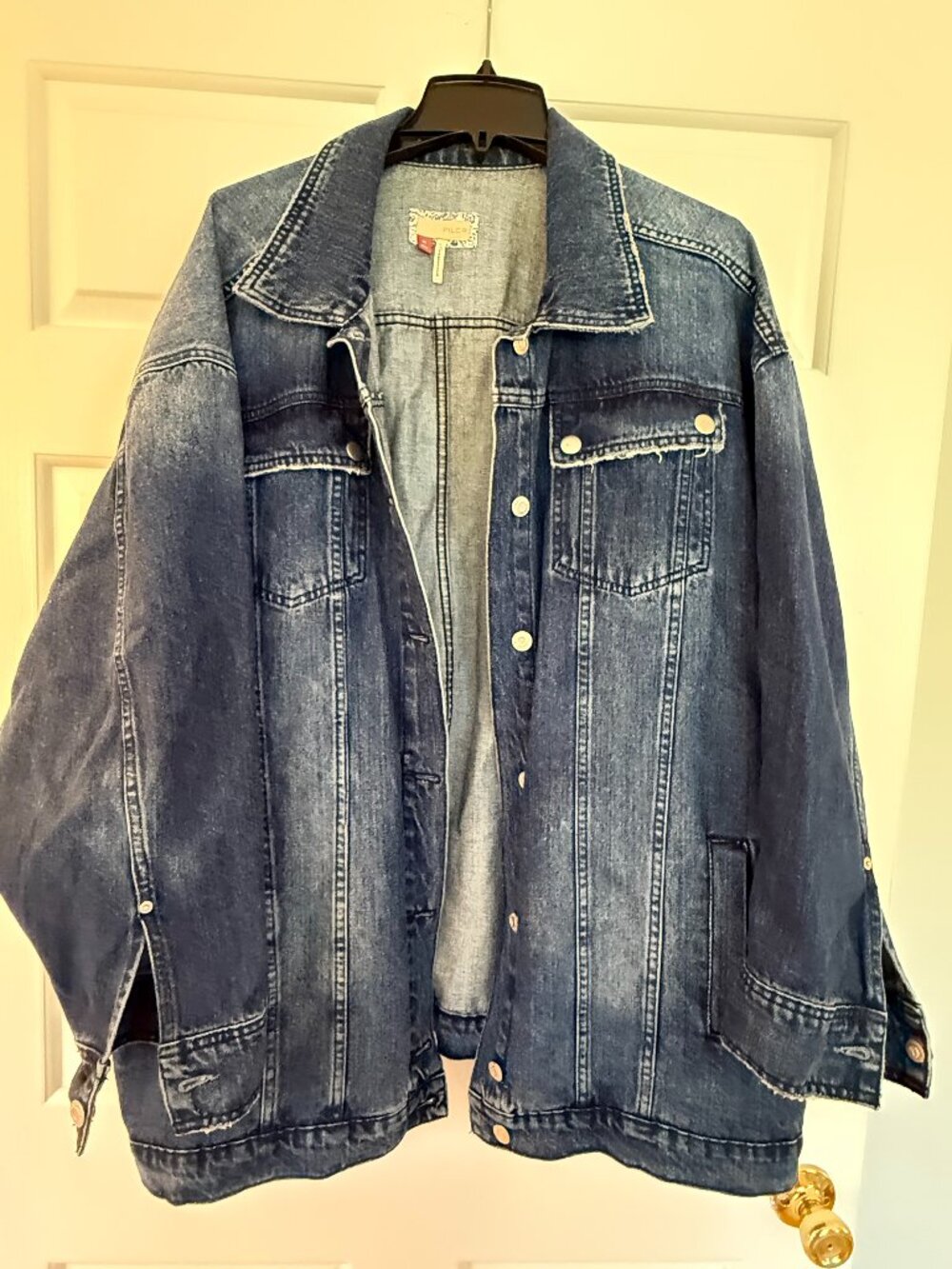 Anthropologie distressed oversized jean jacket